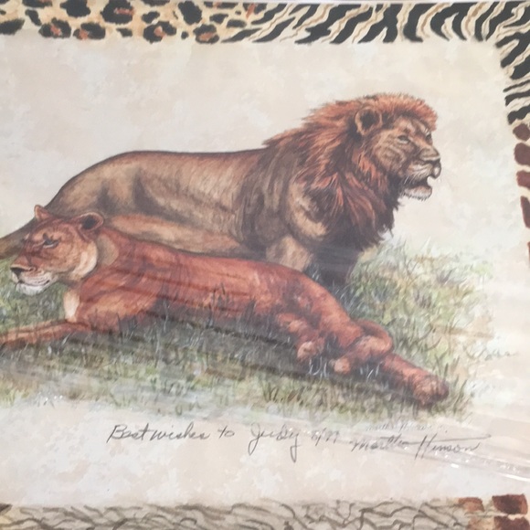 Martha Hinson signed vintage African Lion prints Circa 1997 signed art prints - Picture 2 of 4